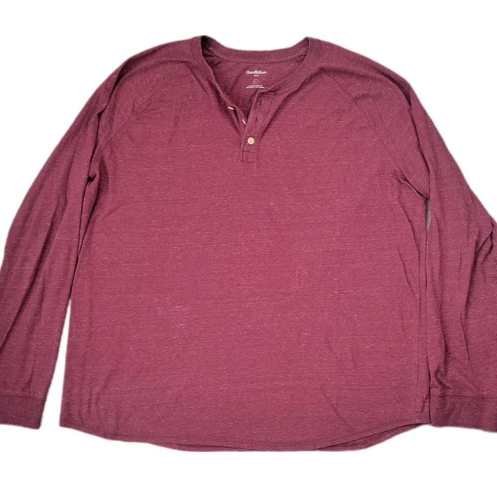 Goodfellow & Co // Men's Long Sleeve Henley / Heathered Red / XXL